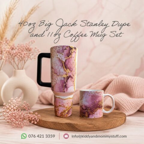 #kiddyandmommystuff, #personalizedgift, #coffee, #coffeemug, #tumbler, #stainlesssteeltumbler, #stanley, #pinkandgold, #marble, #combo, #bundle