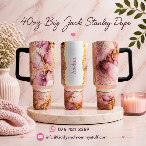 #kiddyandmommystuff, #tumbler, #personalizedgift, #stainlesssteel, #stainlesssteeltumbler, #stanley, #pinkandgold, #marble